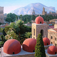 Cupole di S. Giovanni degli Eremiti, Palermo, e vista della citt