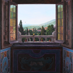 Window with landscape at Villa dEste, Tivoli