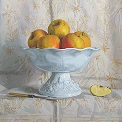 Still life with yellow apples