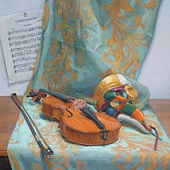 Still life with violin and mask