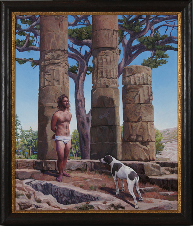 Classical landscape with Saint