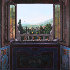 Window with landscape at Villa dŽEste, Tivoli
