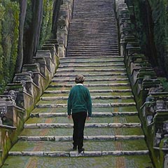 Winter stairway at Villa dŽEste