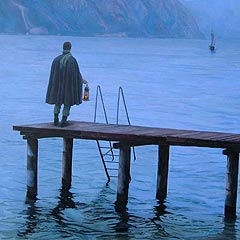 Wanderer at dusk, Lake Garda